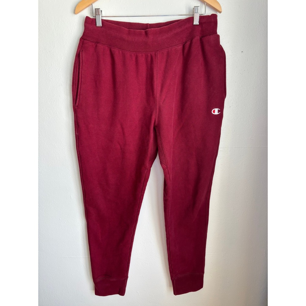 Champion Reverse Weave Sweatpants Maroon Burgundy Joggers Mens Large Heavyweight